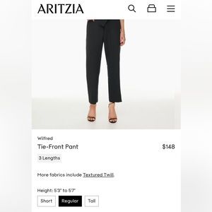 Aritizia Wilfred Tie Front Pants - Size 8, Regular Length